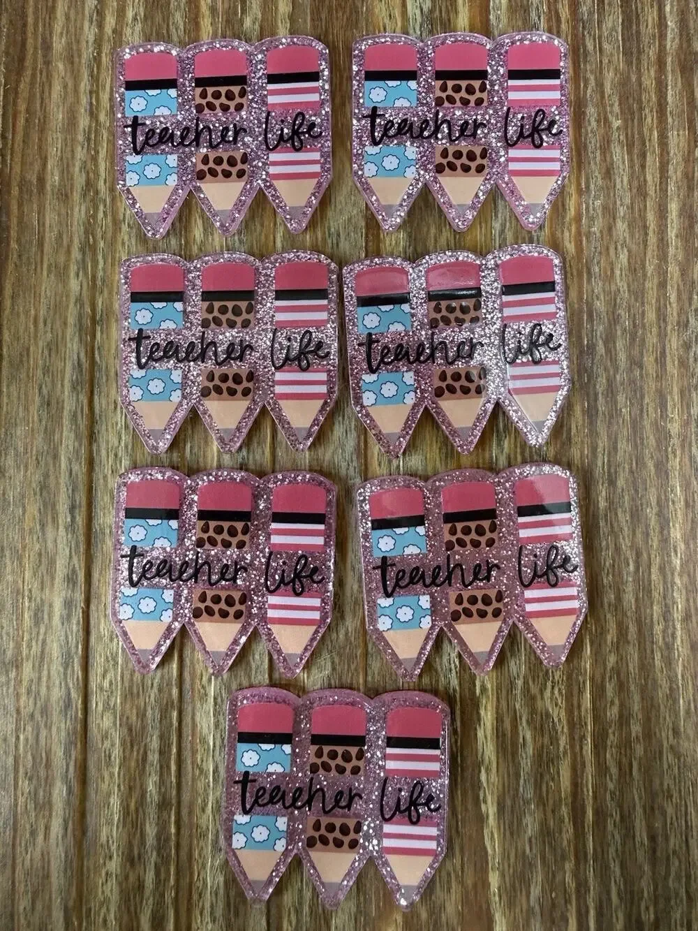 7 Pc Teacher Life Acrylic Flatbacks